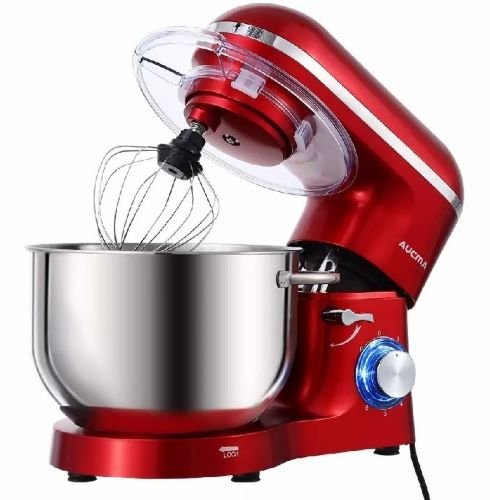 Batidora Electrica De Pie Aucma 6 Velocidades Roja