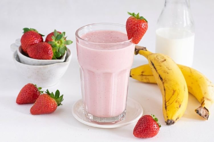 batido de plátano y fresas